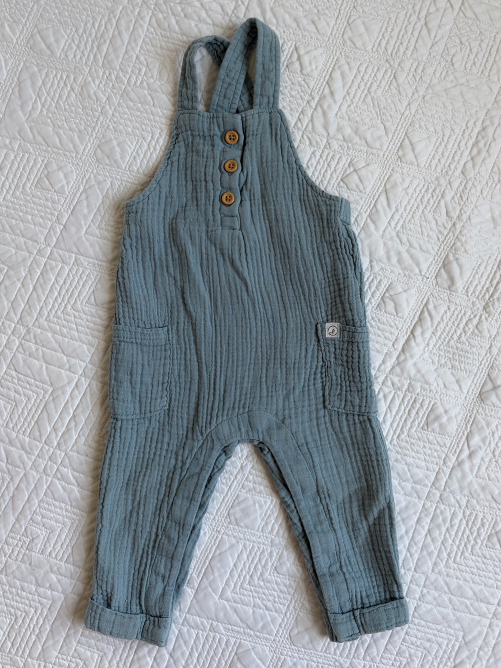 Little Planet Muslin Organic Cotton Overalls Lightweight Blue Size 9m Baby